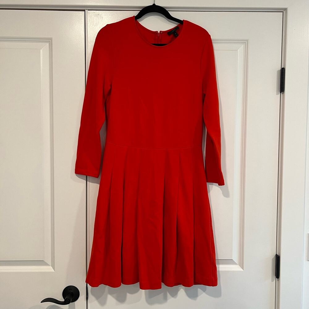 J Crew Women's Longsleeve Dress Bright Red Knee Length Size 12